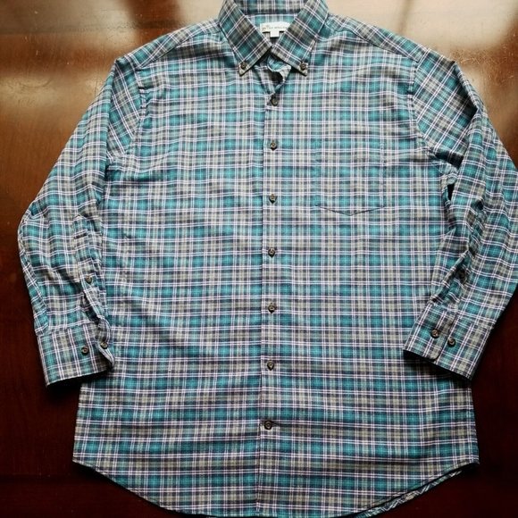 Peter Millar Mens L Lightweight Flannel‎ Blue Pink Plaid Button Down Shirt - Picture 1 of 12